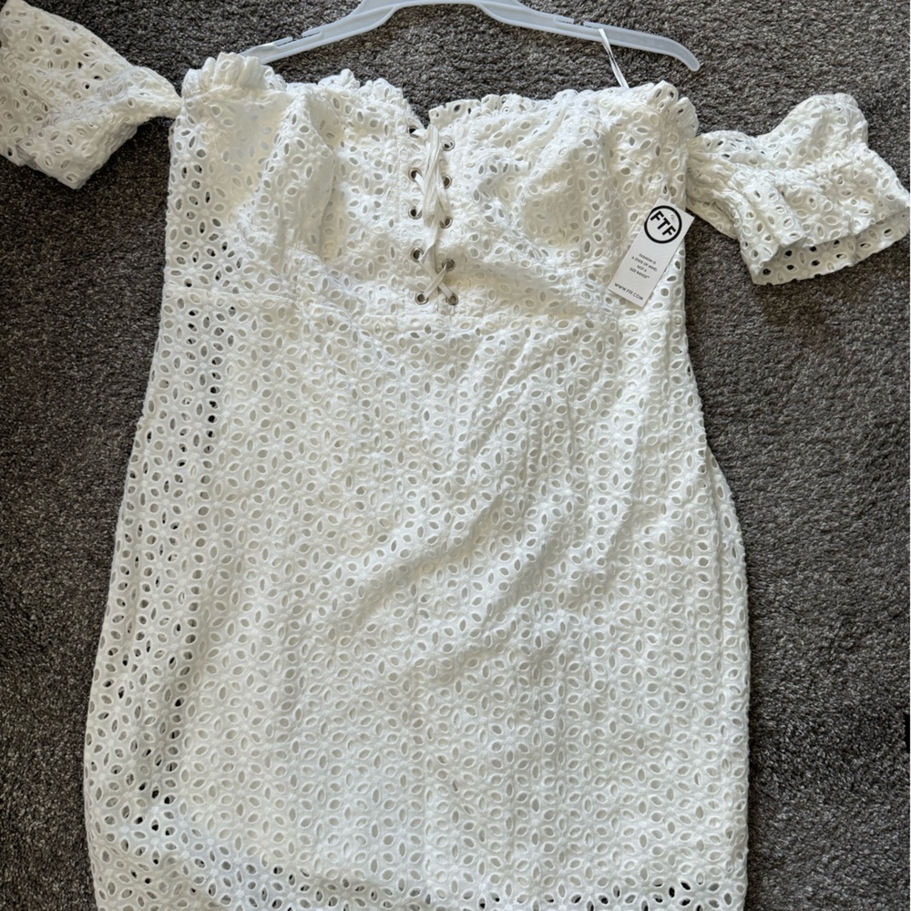 Fashion to Figure White Eyelet Off-Shoulder Dress